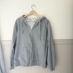 Full Tilt Medium Light Gray Full Zip Up Hooded Sweatshirt